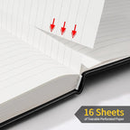 Annecy Lined Journal Notebook, Hardcover Leather Journal for Women & Men, 160 Numbered Pages, Medium 5.5" x 8.25", 100 GSM Thick Paper, Black