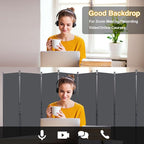 CHOSENM Room Divider, 8 Panel Folding Privacy Screens with Wider Support Feet, 6 Ft Portable Room Partition for Room Separator, 176" W X 71" H, Grey
