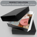 Lineco Museum Archival Storage Box, 11.75x15.25x3 in. Drop Front Design. Acid-Free with Metal Edge. Organize Photos, Pictures, Prints, Documents, Crafts, DIY. Black, 8 Pack