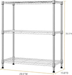 M MZG 750 lbs 3 Tier Storage Rack Metal Wire Shelving Unit, Storage Standing Shelf Organizer for Laundry Bathroom Kitchen Pantry Closet Garage Basement Utility Room, Chrome 13.8" D x 29.5" W x 35.5" H