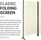 Proman Products - Galaxy 2 Panel Section Privacy Folding Screen Divider, Water Repellent Fabric Room Divider with Black Powder Coated Metal Frame for Indoors or Outdoors (Beige)