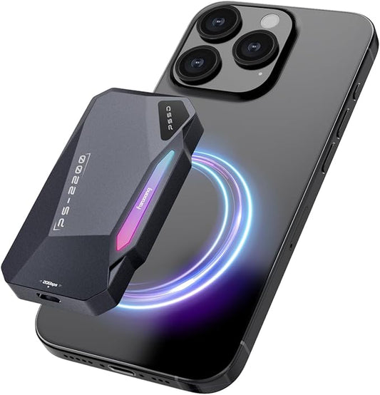 1TB Magnetic Portable SSD,2050MB/s Type-C USB 3.2 Gen 2x2 External SSD,4K ProRes Record and Store,Aluminum alloy,RGB Touch Lighting,External Solid State Drives for iPhone15/16/Android/PC/Mac -PS2200