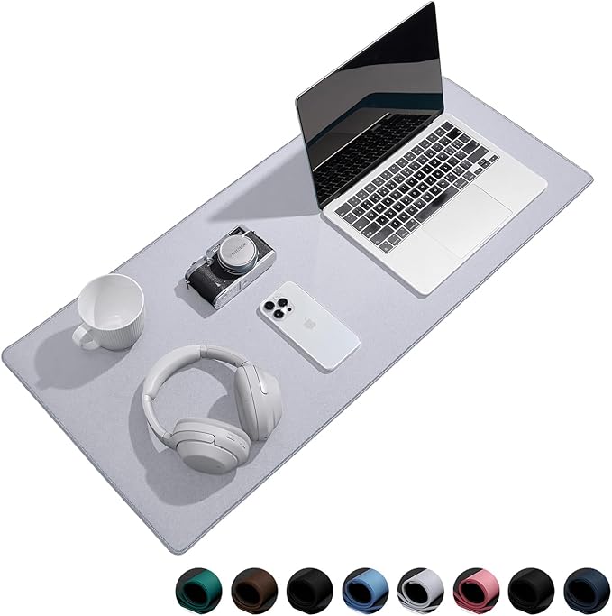 Reniteco Waterproof Large Gaming Mouse Pad with Durable Stitched Edges, Non-Slip Rubber Base, Grainy Jacquard Mouse Mat Desk Pad for Home Office Gaming, 31.5''x11.8''x0.12'', Matte Light Gray