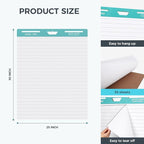 FAHKNS Lined Sticky Easel Pad，Large 25x30 Inch Self-Adhesive Teacher'S Flip Chart Paper, Easel Pad with Dry Erase Surface for Classroom/Office, White, 30 Sheets/Pad, 10 Pads/Pack