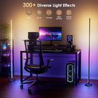 YIKBIK RGB Corner Floor Lamp, 65" Color Changing LED Floor Lamp Bluetooth APP Remote Control Music Sync Modern Standing Lamp 16 Million DIY Colors with Heavy Base for Living Room Bedroom GameRoom