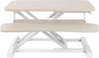 VIVO 26 inch Desk Converter, K Series, Height Adjustable Sit to Stand Riser, Dual Monitor and Laptop Workstation with Keyboard Tray, Light Wood Top, White Frame, DESK-V026KF