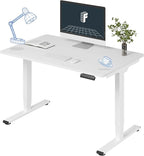 FLEXISPOT E6 3-Stage Dual Motor Electric Standing Desk 48 x 30 Sit Stand Up Desk, Holds 220 lbs, Adjustable Height w/Memory Presets, One-Piece White Desktop & White Frame, Ships in 2 Boxes