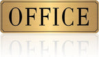 The Office Sign for Home and Business Door，Self-Adhesive Waterproof and Fade-Resistant Brushed Gold Office Sticker for House，Business，Door, Window