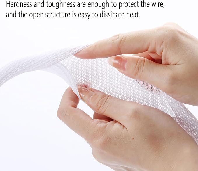 QCSIW 25ft 1 Inch White Cable Sleeve – Split Wire Loom Tubing Cord Protector – Flame Retardant Polyester Cable Cover for Desk, TV, PC Setup – Protects Cords from Pets & Organizes Wires
