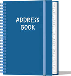 Address Book with Alphabetical Tabs - A5 Telephone & Address Book with Address Contacts, Special Date, Phone, Birthday & Internet Login Password for Home and Office, 6.2" x 8.5", Blue