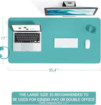 YSAGi Non-Slip Leather Desk Pad L Size, Waterproof Laptop Computer Desk Keyboard Mat, Table Protector Blotter Mat, Large Mouse Pad for Office/Work/Home/Decor(Green Blue, 35.4" x 17")