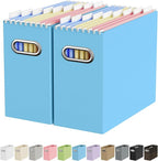 Oterri Cardboard File Organizer Box for Hanging File Folders Letter Size,File Box for Computer Desk,File Cabinet,Working Home,Office,Classroom (Blue,Letter Size - 2 Packs)