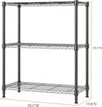 M MZG 750 lbs 3 Tier Storage Rack Metal Wire Shelving Unit, Storage Standing Shelf Organizer for Laundry Bathroom Kitchen Pantry Closet Garage Basement Utility Room, Black 13.8" D x 29.5" W x 35.5" H