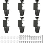 PATIKIL 6 Pcs 1/8" to 1/2" Adjustable Desk Divider Partition Clips, Aluminum Sneeze Guard Support Clamps Desktop Divider Clips for Offices Stores, Counter Privacy Panel,Black