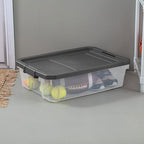 Sterilite 24-Pack Modular Stacker Box, Durable Clear Plastic Storage Bins with Latching Lids, 40 Quart - Stackable Organizing Container Boxes for Closet, Bathroom, and Office