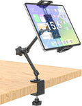 INSSKY Metal Kitchen Tablet Stand, Fit for 6.1-15.6" Devices, Magic Long Arm Mount for Cabinet, Desk, Table, with 360° Foldable Rotation Aluminum Holder, Compatible with iPad Pro/Air/Mini, Galaxy Tab