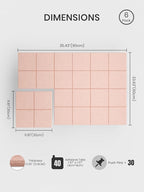 Bumusty Large Cork Board Alternative-36 x24 Felt Bulletin Board Tiles, with 30 Pushpins, 40 Adhesive Tabs, 6-Pack Slat Wall Paneling, Cork Boards for Office Push Pin Board Felt Board-Pink
