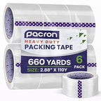 Clear Packing Tape - 6 Heavy-Duty Wrapping Tape - 110-Yard Length, 660 Total Yards 2.88-Inch Wide Strong Adhesive Rolls for Moving Boxes, Office Packaging, Storage Organization & Warehouse Shipping