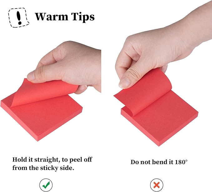 24 Pack Sticky Notes - 3 x 3 Inch Large Memo Pads with 2X Sticking Power,12 Bright Colors Sticky Pads,100 Sheets/Pad - 2400 PCS Super Sticky & Repositionable for Office,Notebook,School,and Daily Use