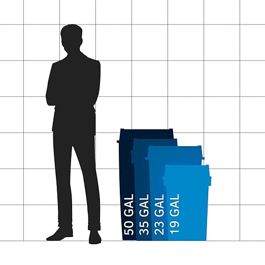 35 Gallon Grey Square Commercial Trash Can with Lid