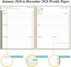 2026 Planner - Planner 2026 from January 2026 to December 2026 with 12 Monthly Tabs, Flexible Cover, Inner Pocket, 8.5" x 11", Green-A