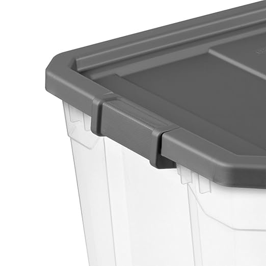 Sterilite 16-Pack Modular Stacker Box, Durable Clear Plastic Storage Bins with Latching Lids, 108 Quart - Stackable Organizing Container Boxes for Closet, Bathroom, and Office