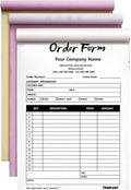 Custom Invoice Book in 3-Part /2-Part Receipt Book with Carbon Copies Personalized Carbonless Service Invoice Form Books Sales Order Book with Company Name Logo Address,B-Order Form Book