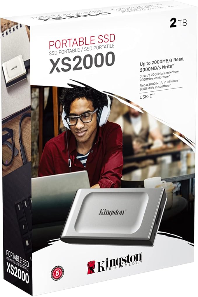 Kingston XS2000 2TB High Performance Portable SSD with USB-C | Pocket-sized | USB 3.2 Gen 2x2 | External Solid State Drive | Up to 2000MB/s | SXS2000/2000G