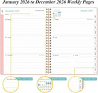 2026 Planner - Planner 2026 from January 2026 - December 2026, Weekly & Monthly Planner Spiral Bound with 12 Monthly Tabs, Inner Pocket, 6.4" x 8.5", Pink-E