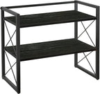 YINMIT Desktop Shelf Organizer, 2 Tier Office Shelves, Wood Desk Organizer Storage Rack and Freestanding Display Shelf for Office, Dormitory, Home(Black)
