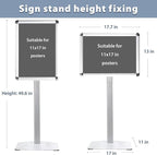 STANDNEE Heavy-duty Poster Stand Holder 11"x 17" Pedestal Floor Standing Sign Holder Vertical and Horizontal View Sign Display, Aluminum Snap Open Frame with Safety Corner, Silver