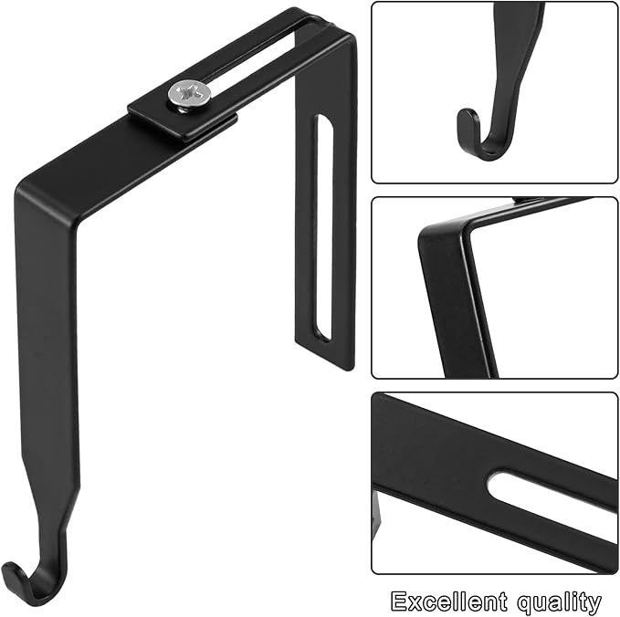 Amylove 8 Pcs Adjustable Cubicle Hanger Universal Partition Metal Cubicle Hooks Door Hanger, Adjusted to Fit Panels with 1 3/8 Inch to 3 1/2 Inch Thickness for Office Whiteboard (Black)