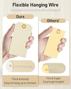 Uniclife 200 Pcs Manila Tags Blank Shipping Tags with Wire Attached 4.7 Inch Paper Hang Tag with Reinforced Eyelet Large Marking Writable Price Inventory Label Tag, 4.7" x 2 3/8"