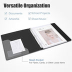 Uquelic 50-Pocket Binder with Plastic Sleeves for Letter/A4 Size(11" x 8.5"), Document Binder Organizer for Papers, Certificates and Artwork, Colorful PP Divider Pages for Presentation