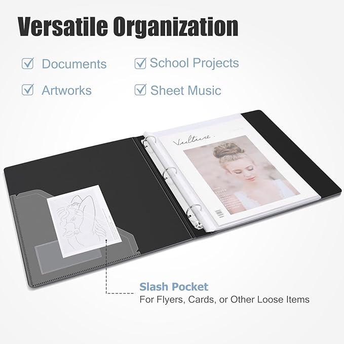 Uquelic 50-Pocket Binder with Plastic Sleeves for Letter/A4 Size(11" x 8.5"), Document Binder Organizer for Papers, Certificates and Artwork, Colorful PP Divider Pages for Presentation (2 Pack)