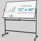 VOWNER Double-Sided Magnetic Whiteboard, 72" x 40" Large Mobile Dry Erase Board, Reversible Rolling White Board with Aluminum Frame & Stand, for Home Office, Classroom, School, Black