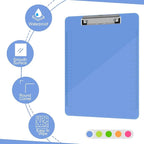 Clipboards, HERKKA 25 Pack Plastic Clipboards Low Profile Clip Standard A4 Letter Size, Assorted Transparent Color, for Classroom and Office Use
