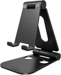 LOXP Tablet Holder Stand, Adjustable Aluminum Alloy Phone Stand, Compatible with 4-13" Tablets Such as iPad Pro 11, 9.7, 10.5, 12.9 Air Mini, Kindle, Tab, iPhone Air 17 Pro Max, Dark Black