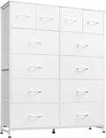 WLIVE Tall White Dresser for Bedroom with 12 Drawers, Dressers & Chests of Drawers, Fabric Dresser for Closet, Living Room, Storage Dressers with Storage Drawers, Steel Frame, Wood Top