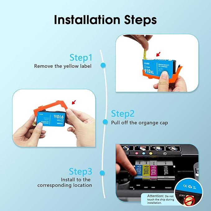910XL Ink Cartridges Combo Pack Compatible for HP 910 XL Works with HP OfficeJet 8010e 8012e 8014e 8015e 80188022e OfficeJet Pro 8020e 8024e 8025e 8028e 8035e (4Pack)