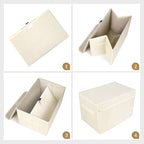 Bagnizer Large 42 Quarts Collapsible Stackable Storage Bins Cube with Lids [3-Pack] Foldable Fabric Linen Storage Boxes, Closet Organizer Baskets with Label for Home (16.7 x 12 x 12, Beige)