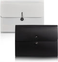 Nicfaec Expanding File Folder with 13 Pockets,Polypropylene, 12.99" x 9.45" x 1.1"for Work, School, Home, Office, Blackwhite(2Pack)