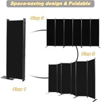 CHOSENM Room Divider, 6 Panel Folding Privacy Screens with Wider Support Feet, 6 Ft Portable Room Partition for Room Separator, 132" W X 71" H, Black