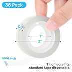 OWLKELA 36 Rolls Transparent Tape Refills, Clear Tape, All-Purpose Transparent Glossy Tape for Office, Home, School