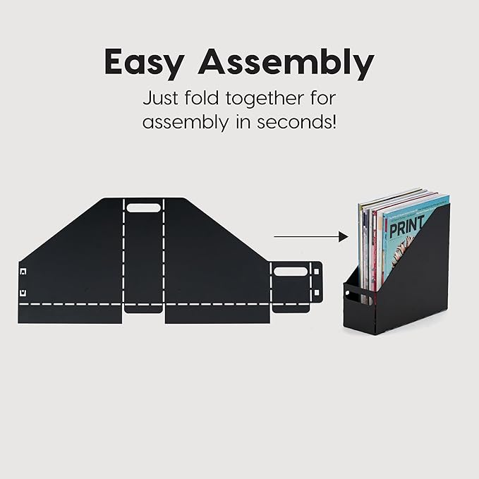 IRIS USA Metal Magazine File Holders, 6 Pack, for Letter/Legal File, Durable Vertical Desktop File Paper Organizer, File Storage Box Stand Rack for Document Notebook Binder Home Work Office, Black