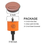 VIKITON Desk Grommet 2 inch with Hole Saw, Desk Cord Hole Cover Grommet for Cables, 2 PCS, Brown
