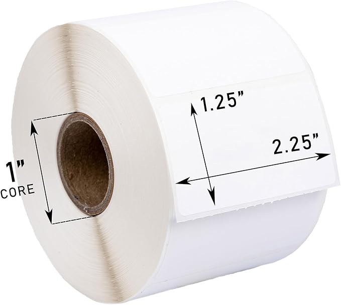 HOUSELABELS 2.25" x 1.25" Address Labels on 1" Core in Polypropylene Compatible with Zebra and Rollo Printers, 20 Rolls / 1,000 Labels per Roll
