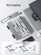 minisopuru USB C Laptop Docking Station Stand with 4K HDMI, 100W PD, Docking Station for MacBook Pro/Air/Dell/HP/Surface, Adjustable Laptop Stand for 10-17" Laptops & Tablet(4 USB A, RJ45, SD3.0)