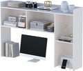 OSCHF Wooden Desktop Hutch Bookshelf - Free Standing Desk Storage Shelf with Top Edge for Computer Desk, Desktop Bookcase for Dorm, Home or Office, Countertop Organizer, White, 53.2"