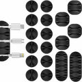 Flezoo Cable Clips Cord Holder - 18 PCS Black Adhesive Phone Cord Organizer Charger Holder Cable Wire Management Clips Keeper for Nightstand, Desk, Office or Mouse